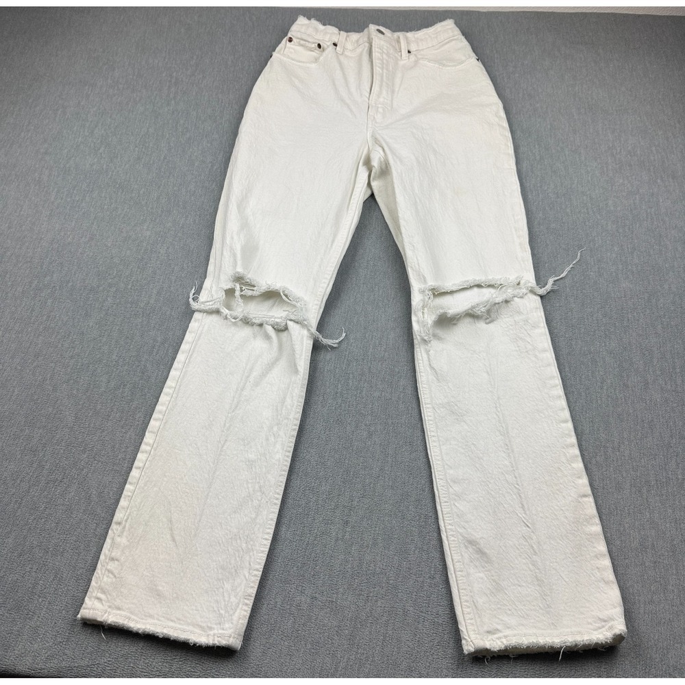 Abercrombie‎ & Fitch Jeans Womens 28 White 90s Straight Ultra High Rise Distress
